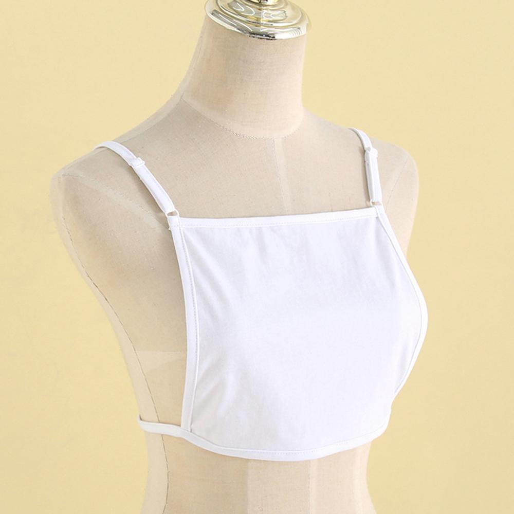 1PC White Cotton Cleavage Mock Camisole Wrapped Chest Solid Color Overlay Modesty Panel Thin Vest Cleavage Cover Wrapped Chest
