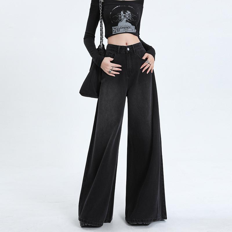 Wide Leg High Waist Jeans For Women With Retro Style And Cotton Denim Fabric