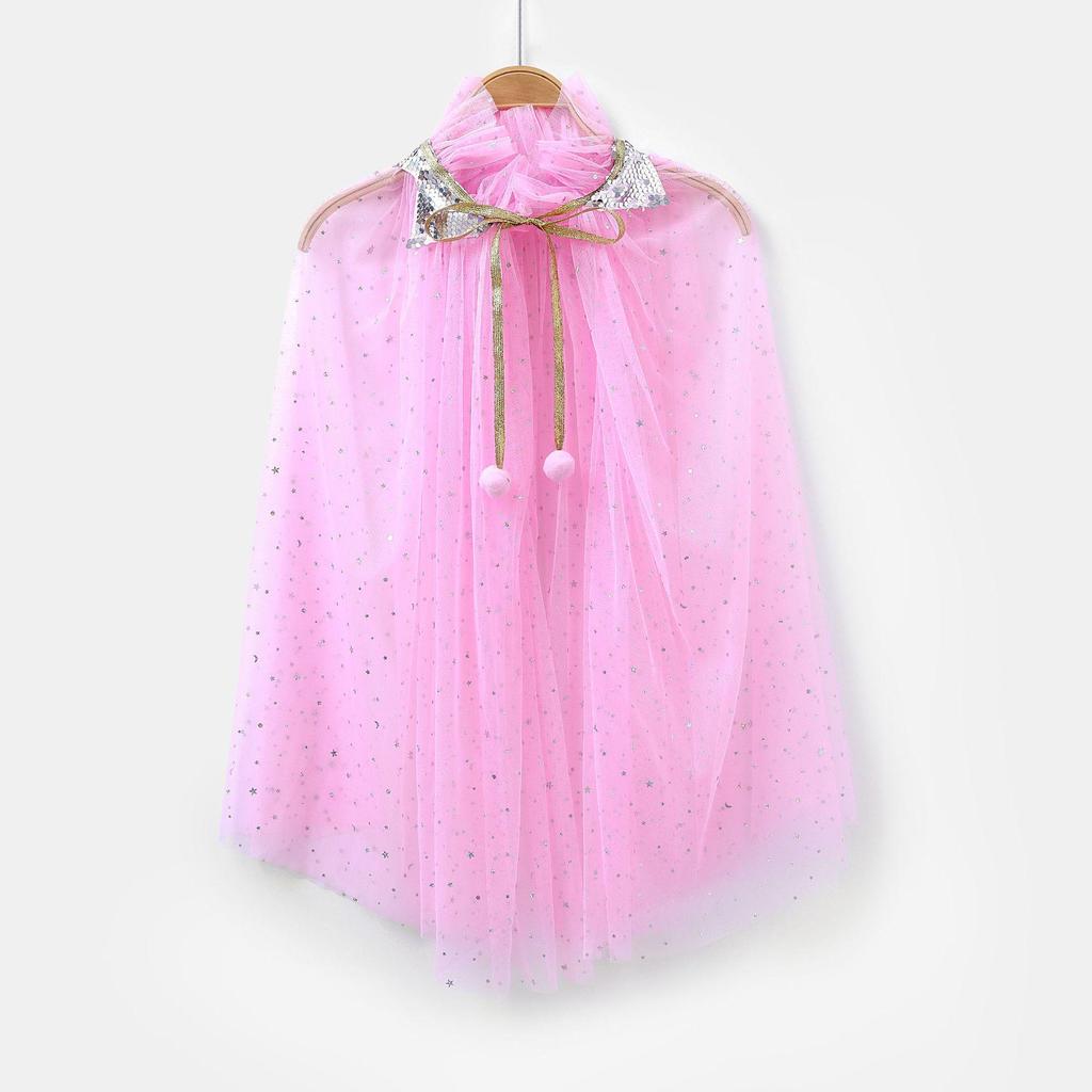 Elsa Frozen Princess Snowflake Cape for Kids - Birthday & Stage Performance Veil