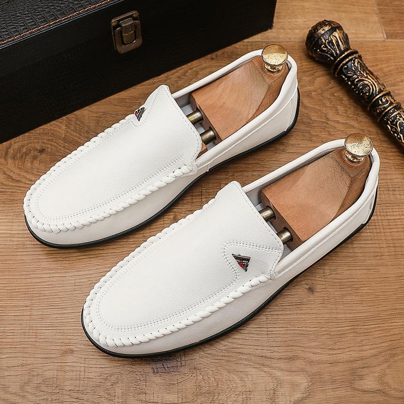 Summer New Leather Shoes Doudou Shoes Men's Soft, Comfortable and Breathable Foot Cover One Pedal Driving Shoes Casual Small Leather Shoes