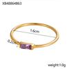 CARLIDANA Минималистичное Кольцо-Кольцо из Нержавеющей Стали с Покрытием 18K Золотом, Квадратное, Простое, Цветные Цирконы, Камень Месяца Рождения, для Женщин