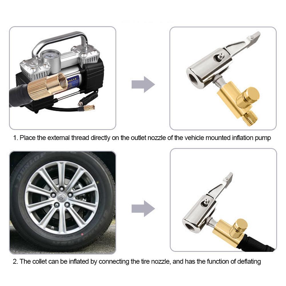 Портативный надувной насосный соединитель для автомобильного компрессора с воздушным патроном для шин, который можно спустить, шинный нагнетатель, шинный патрон для ремонта шланга