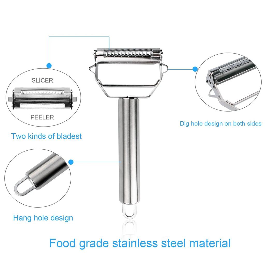 Multifunctional Julienne Peeler Double-Head Vegetable Fruit Peelers Stainless Steel Potato Slicer Shredder Melon Carrot Peeler