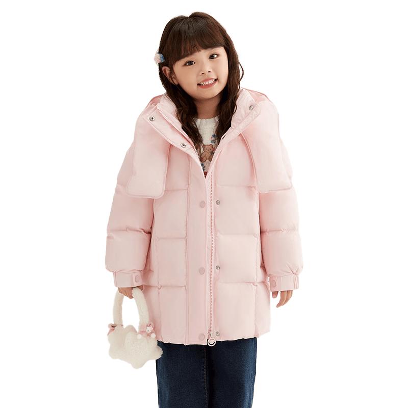 YAYA Girls' Mid-Length Thickened Winter Down Jacket