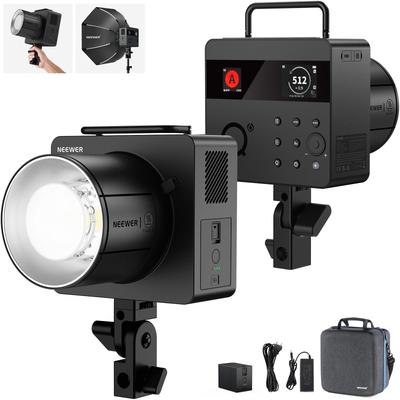 NEEWER Q6 600 Дж TTL Вспышка с управлением через приложение, Моноблок для студии и улицы, 30 Вт LED пилотный свет, 400 вспышек на полной мощности, Крепление Bowens, 2.4G Стробоскоп, Управляемый, 3000 мАч, 1/1 1/512