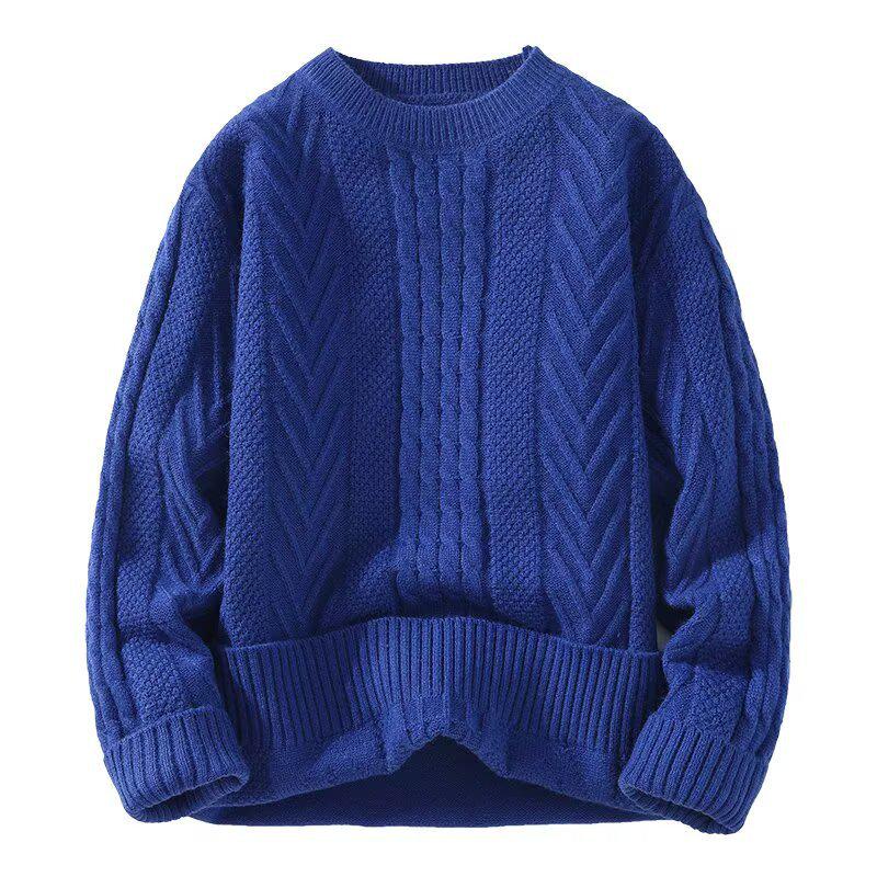 Men's Diamond Jacquard Alpaca Wool Crew Neck Sweater - Skin-Friendly Casual Pullover for Autumn and Winter