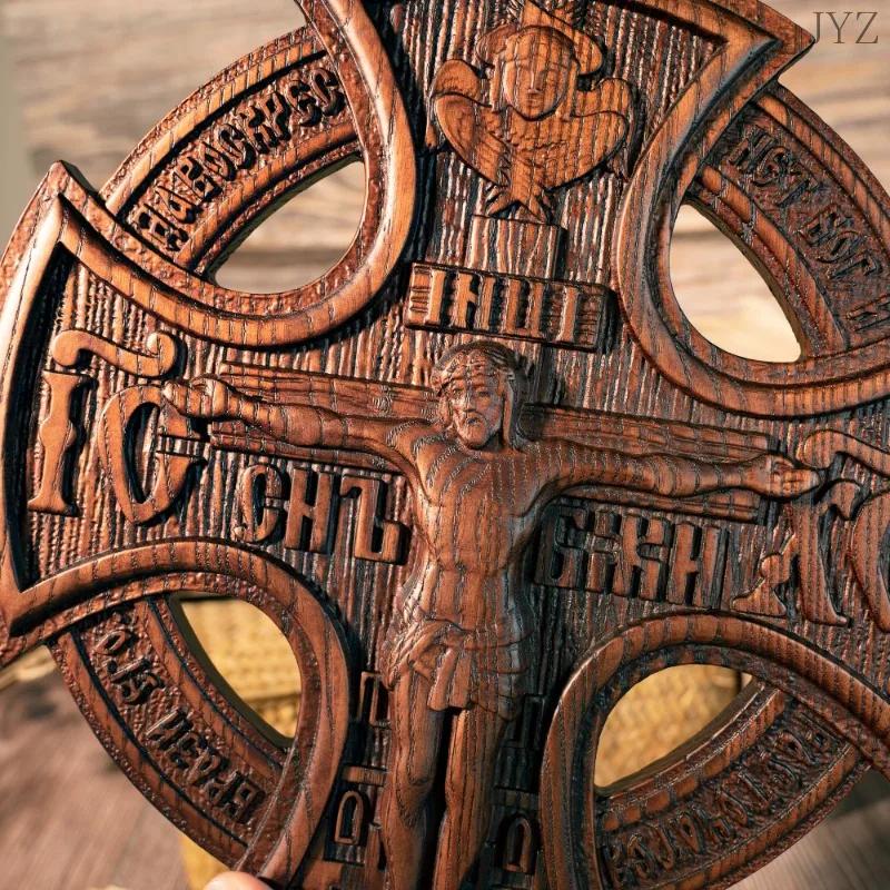 Vintage Jesus Crucified Cross Church Icon Religious Statue Wood Home Holy Statues