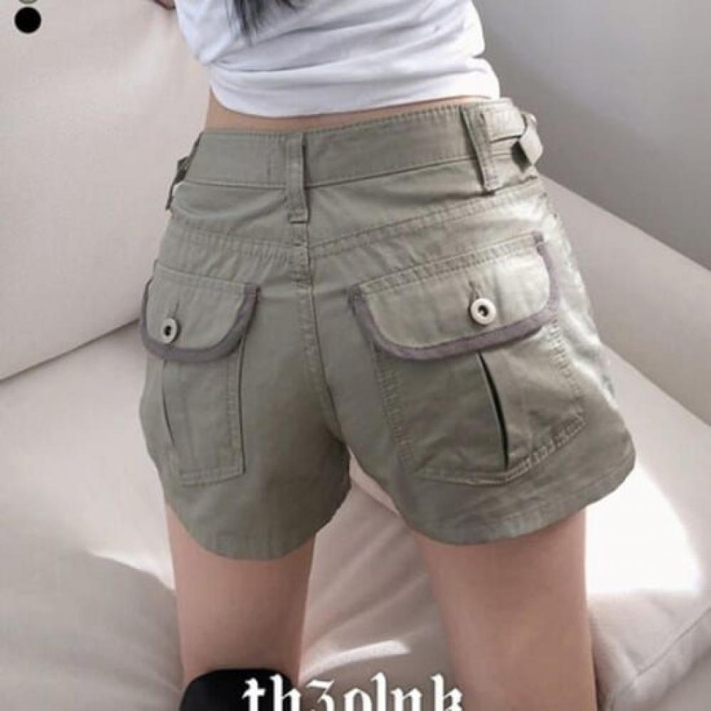 The Pink High Waist Buckle Out Pocket Shorts