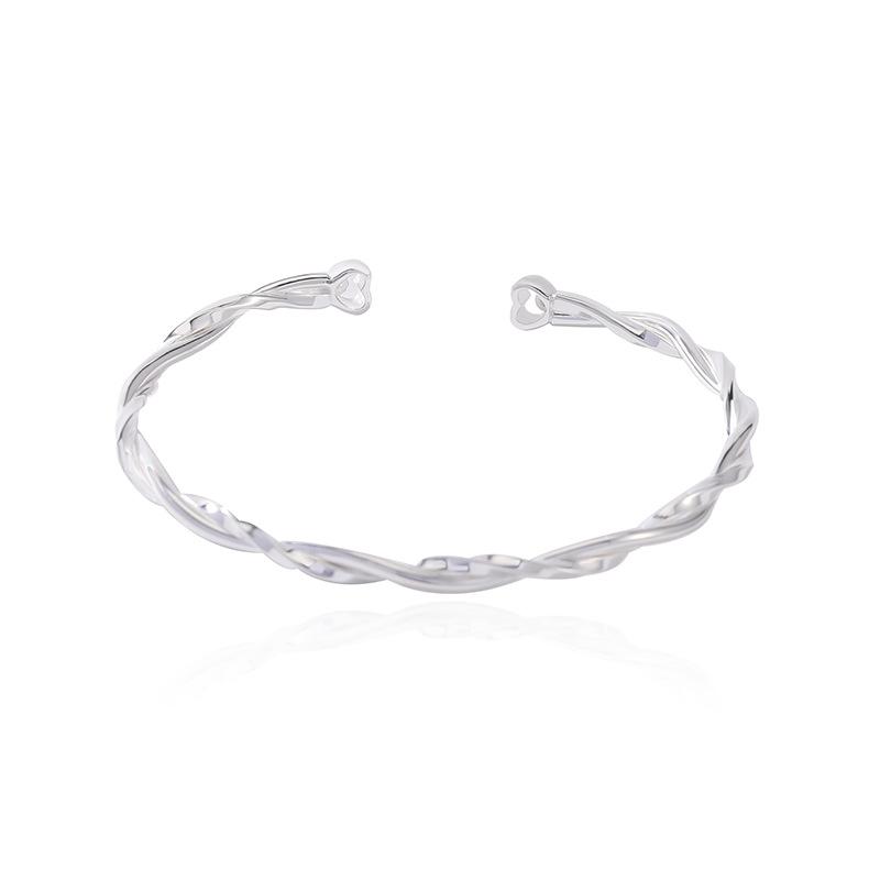 S999 Foot Silver Mobius Ring Bracelet, Simple and Young Style Bracelet, Unique Design, Interwoven Bracelet Trend
