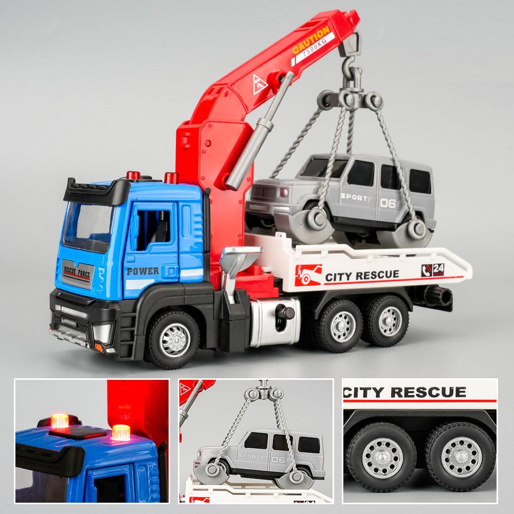 1:32 Alloy Vehicle Transportation Crane Model Toys Cars Miniature Sweeper Light Sound Rescue Engineering Vehicles for Boys Gifts