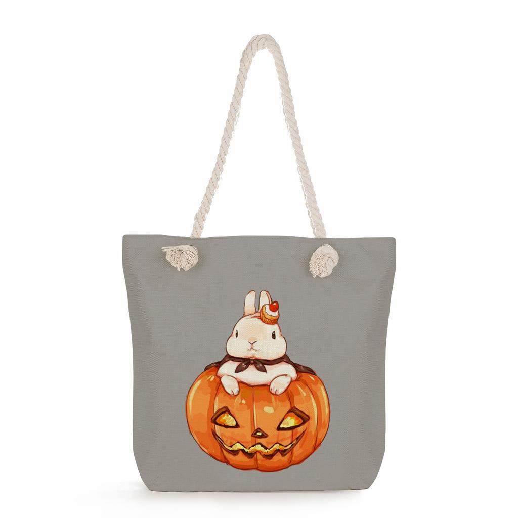 Creative Rabbit print thick rope single-shoulder beach bag 7247 CLE