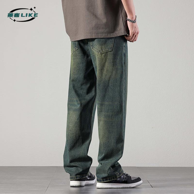 Американские уличные ретро мужские джинсы высокого класса прямые джинсы мужские простые свободные длинные брюки из денима