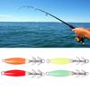4Pcs Fishing Lures Baits Jig Glowing in Dark with Stainless Needle Saltwater Cuttlefish Sleeve Glowing Squid Jig Hook