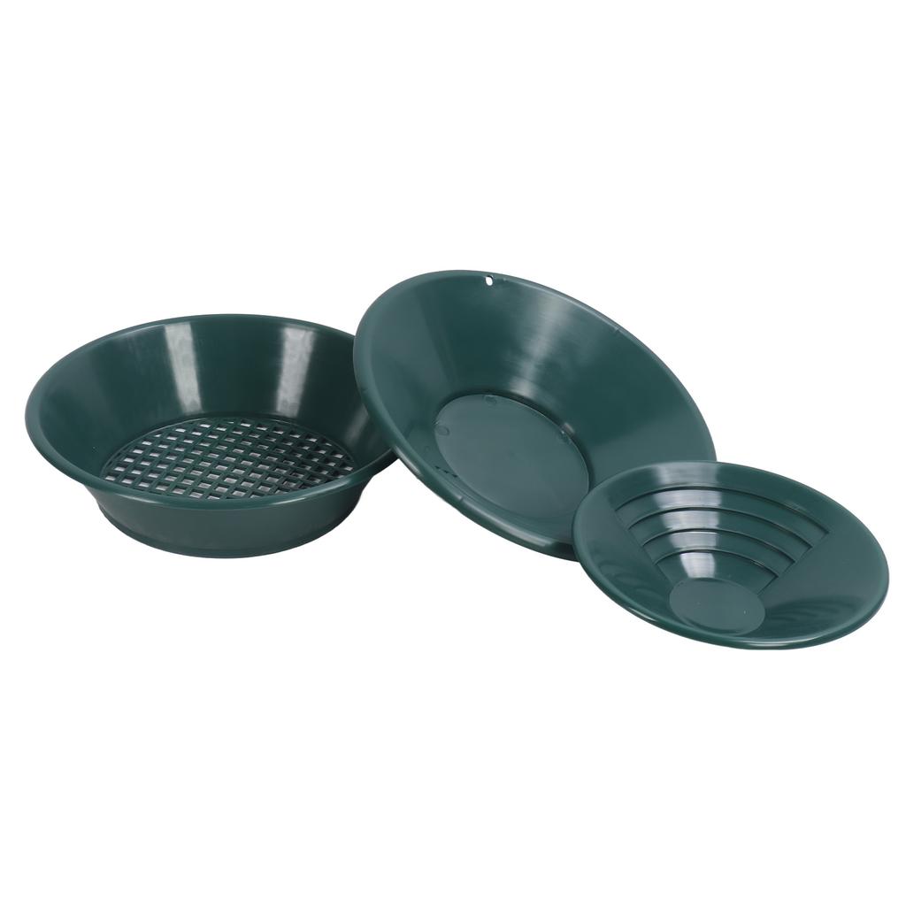3PCS Gold Panning Pan ABS Plastic Gold Washing Pan Kit Hand Operated Round Gold Dredging