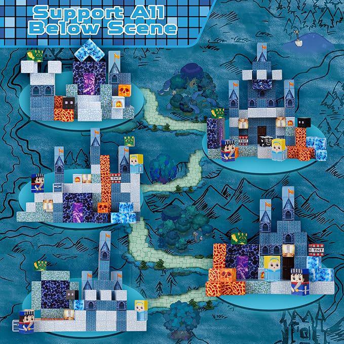 Магнитные кубики-конструктор «Синий замок» - 3D развивающая игрушка Монтессори