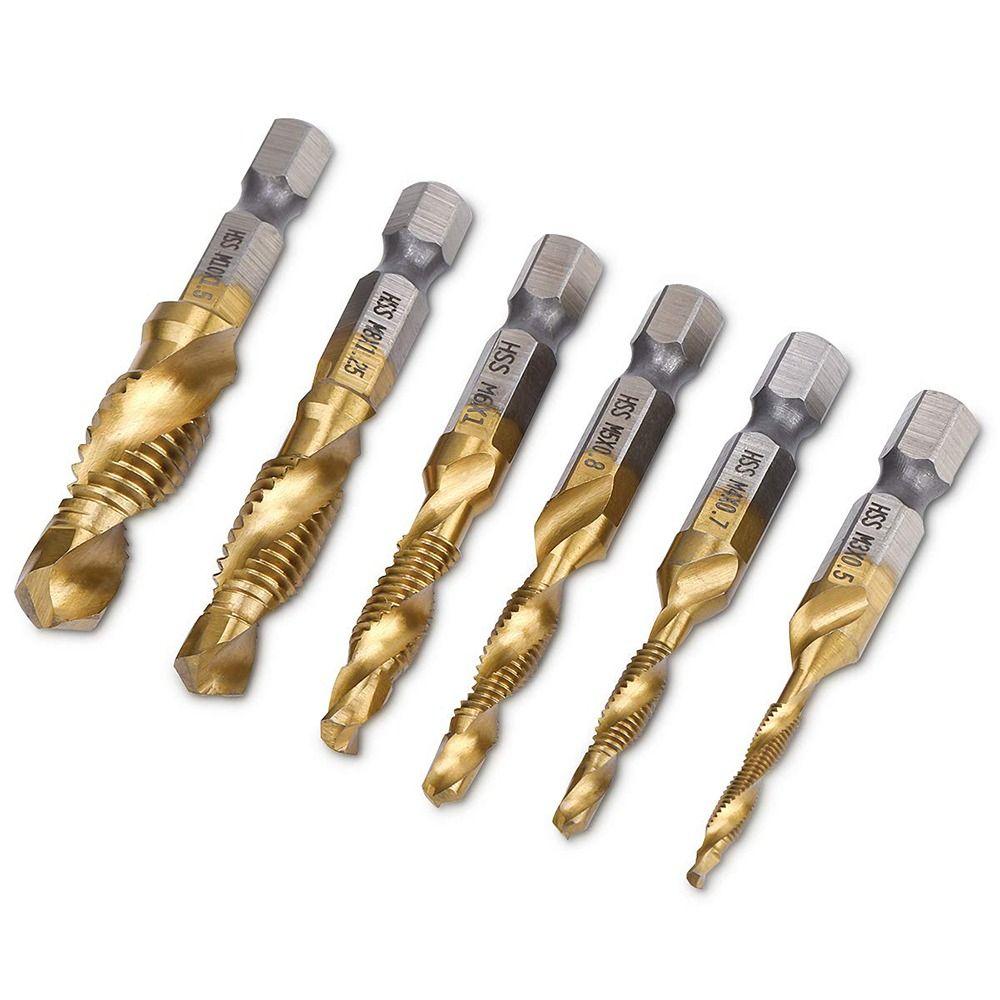 Screw Thread Bit HSS Screw Machine Titanium Plated Shank Tap Drill Bits Hex Shank Tap Drill Bit