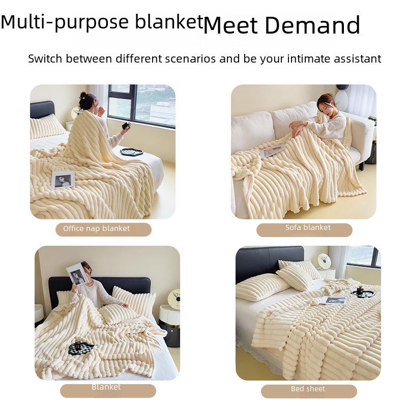 Thickened Coral Fleece Flannel Blanket - Rabbit Fur Nap Throw Milk Velvet Bed Cover