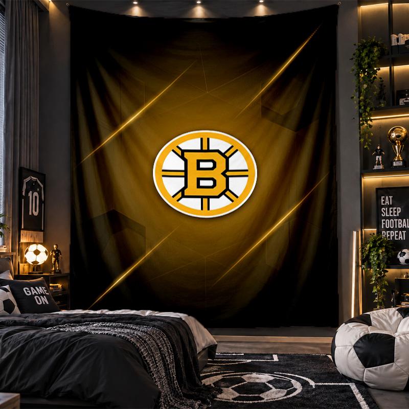 Wall Hanging Tapestry Boston Bruins Print Cloth for Living Room Bedroom Home Decor