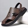 Mens Genuine Leather Sandals Summer Breathable Casual Slip On Soft Sole Beach Shoes