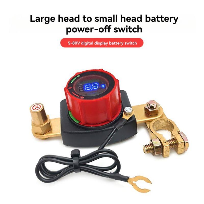 Тренд 2025 Выключатель массы аккумулятора 12В-48В Аккумулятор автомобиля со светодиодным вольтметром DC 5-80В Выключатель массы аккумулятора Отключение аккумулятора