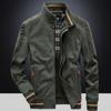 Весна и осень мужская куртка с воротником-стойкой, новая, деловая, зеленая, повседневная, свободная, большого размера, мужская куртка 873