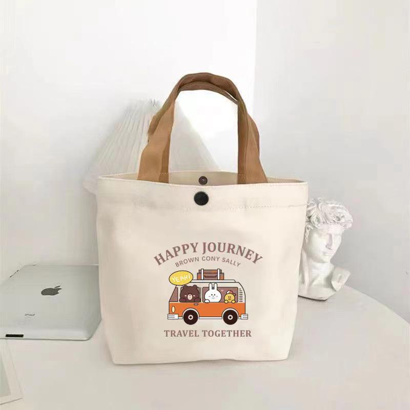 Небольшая универсальная холщовая женская сумка - идеально подходит для студентов и офисных работников в качестве ланч-бокса или повседневной сумки.