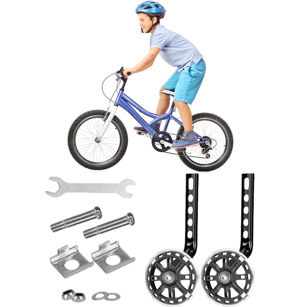 Children's Bicycle Training Wheels Flash Mute Wheel Bicycle Stabiliser Mounted Kit Compatible for 12 14 16 18 20 Inch Kids Bikes