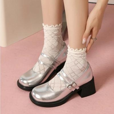 Модная женская обувь 2024 года, модные женские туфли-лодочки с пряжкой, весна-осень, Мэри Джейн, круглый носок, однотонное платье, платформа, блочный каблук, неглубокие туфли