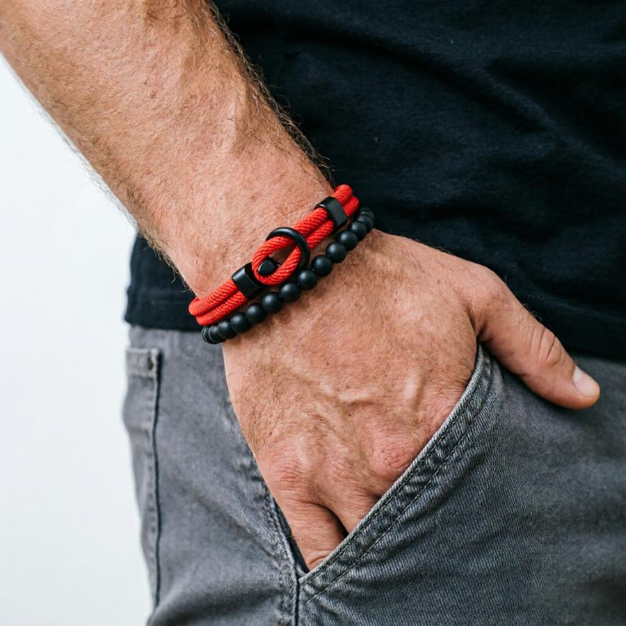 Noter New 2Pcs Men Bracelet Set 10 Color Options Premium Selected 4mm Cord Leisure Versatile Accessories 2 Sizes Available Joias