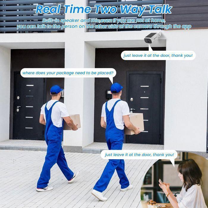 ANRAN 4MP Kit Caméra de Surveillance Sans Fil ,Vidéosurveillance +4 caméras batteries solaires+1 station 4CH avec 64GB carte sd