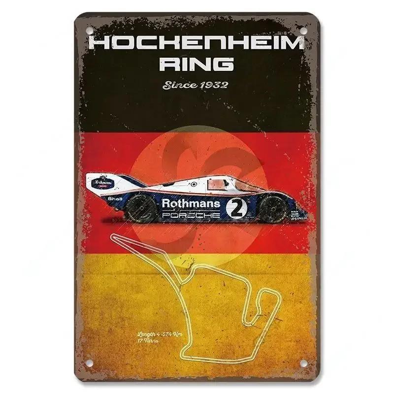 Metal Tin Signs Racing Car Plaque Metal Poster F1 Racetrack Nostalgic Vintage Metal Wall Art Decor for Garage Racing Club Home