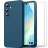 Case and Tempered Glass - BOOLING - for Samsung Galaxy A16 4G-5G - Liquid Silicone - Scratch Protection - Blue