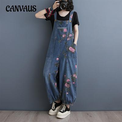 Весенне-летние женские брюки с открытой спиной, ретро, ​​большие размеры, свободный джинсовый комбинезон, повседневный комбинезон со сборками на ногах