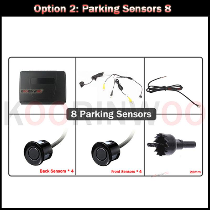 OOWLIVEE Parktronic HD 5" Mirror Monitor Car Parking Sensors 8 Parking System Video Camera Rear Dynamic Trajectory Front Camera