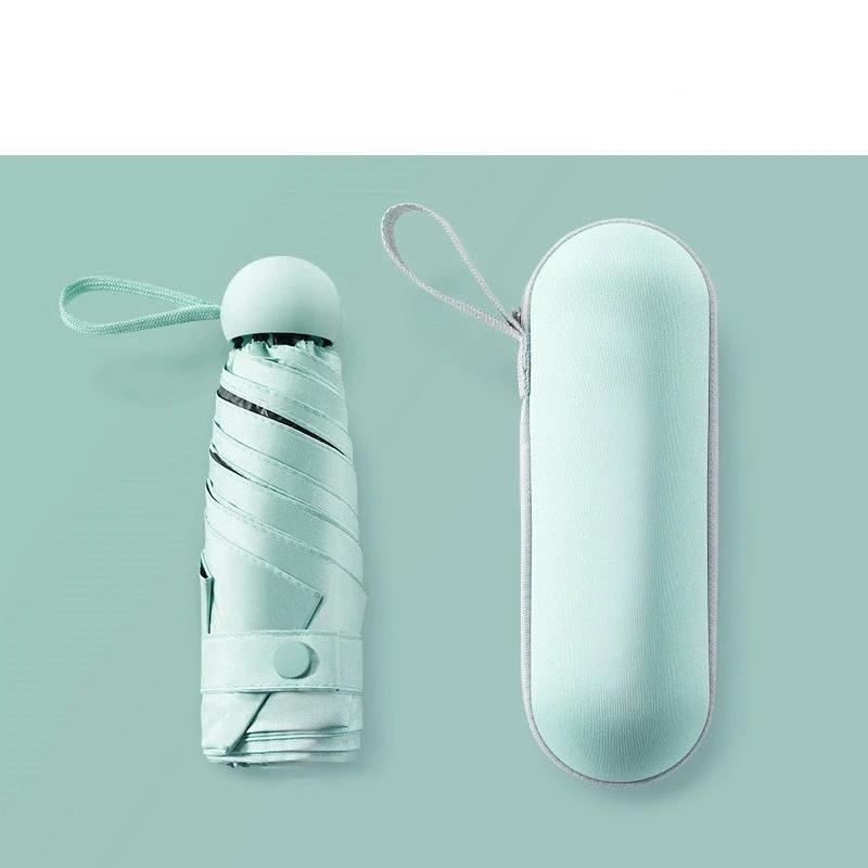 Новый капсульный зонт с пятью отделениями для очков, ультралегкий мини-карманный черный резиновый козырек, компактный и солнечный УФ-зонт