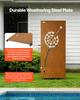 Metal Privacy Screen, 61 x 160 cm Freestanding Modern Privacy Fence, Garden Divider Panel with Extended Ground Stakes & Steel Plate, Freestanding