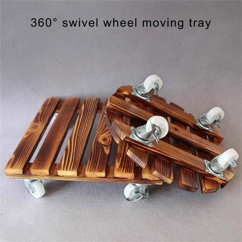 Multiple Use Outdoor Wood Planter Base Swivel Wheel Design Weatherproof Construction For Effortlessly Plant Movements