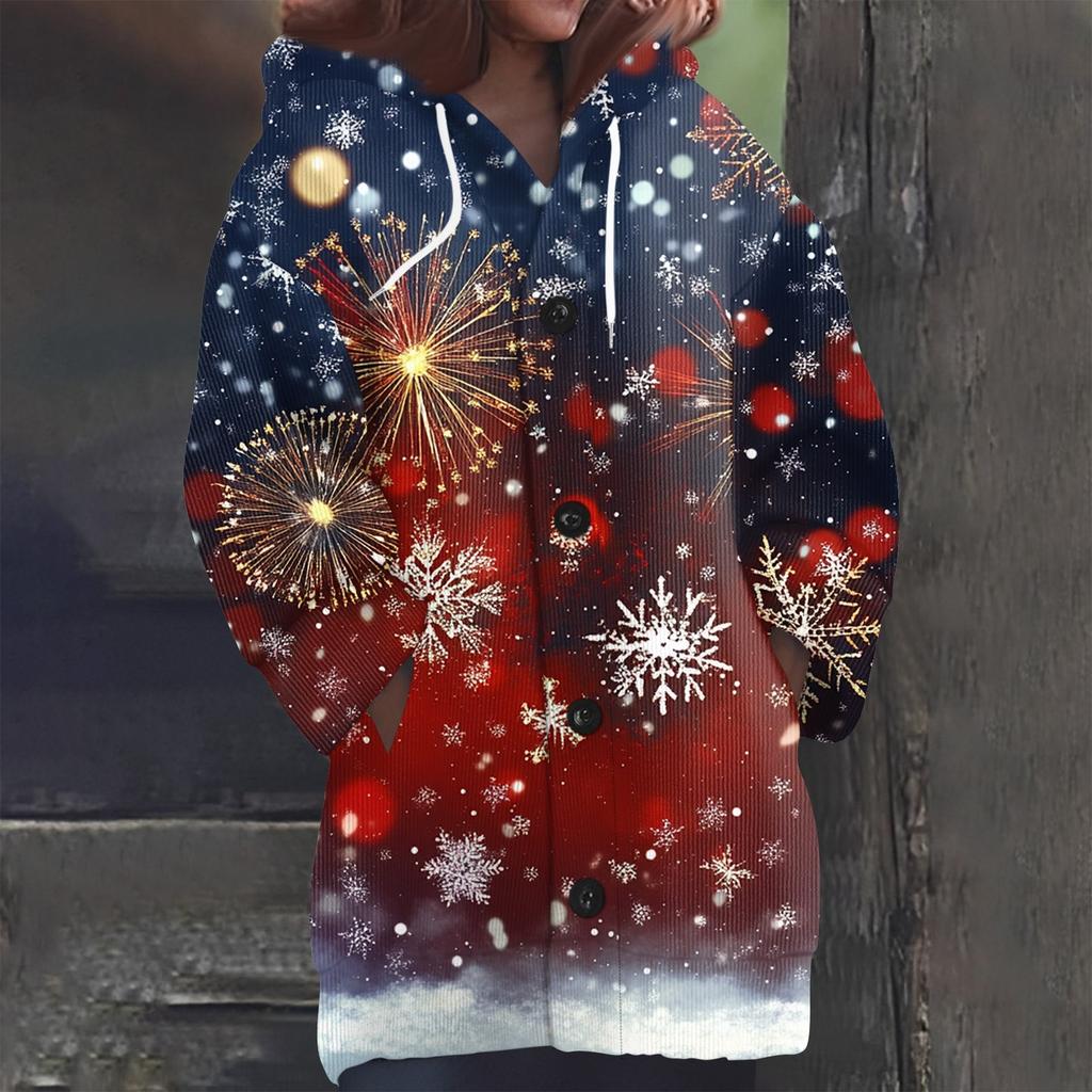 Свитшоты для женщин Вязаный свитер с длинным рукавом Принт Вязаный худи с пуговицами Кардиган Пальто