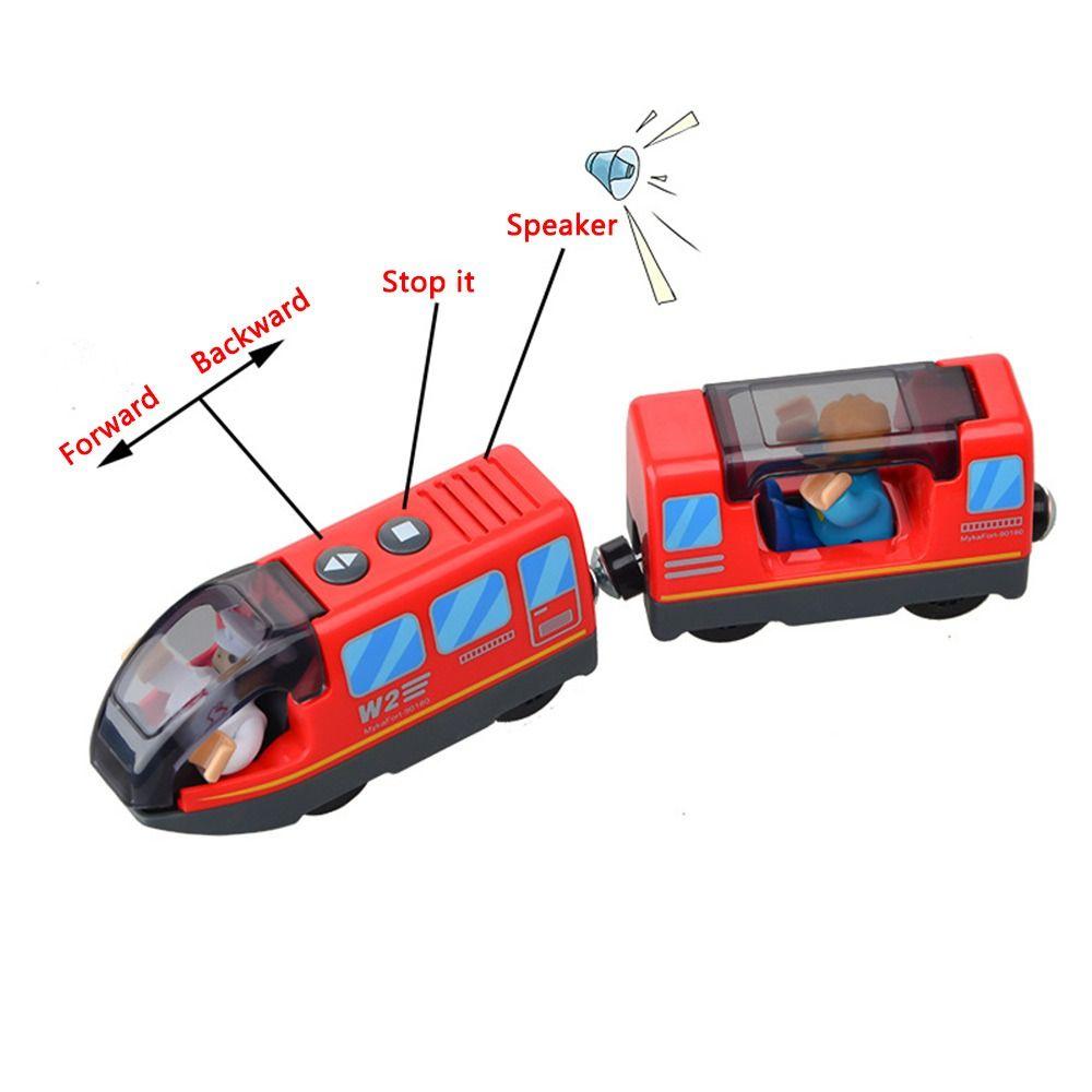 Новые детские игрушки Забавные игрушки с деревянной железной дорогой на батарейках Поезд, совместимый с Brio