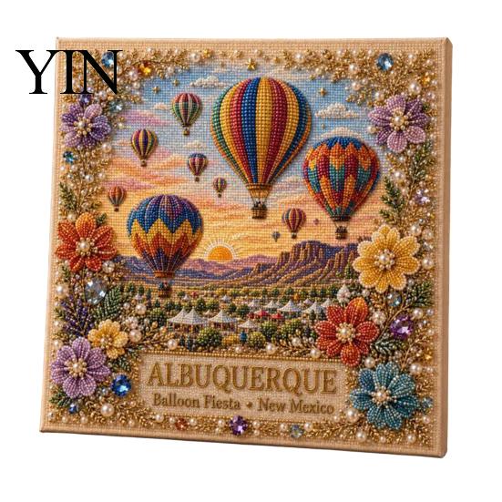 Handmade Gift for Women American Destination Faux Pearl Art Kit, Scenic Landscape Painting Retro Craft Set DIY 3D Bead Kit Adults, Home Decor