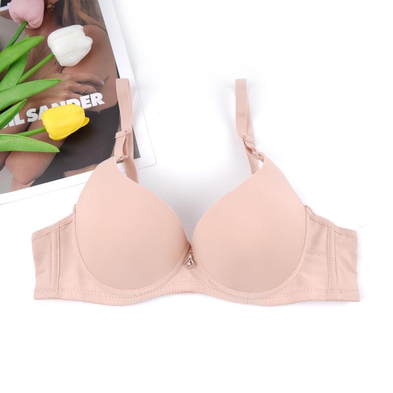 Japanese Style Smooth Seamless Push-Up Bra for Women - Thin Top, Thick Bottom, Solid Color