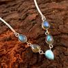 Натуральный лабрадорит Ларимар, драгоценный камень, ожерелье из стерлингового серебра 925 пробы, ювелирные изделия, ожерелье ручной работы