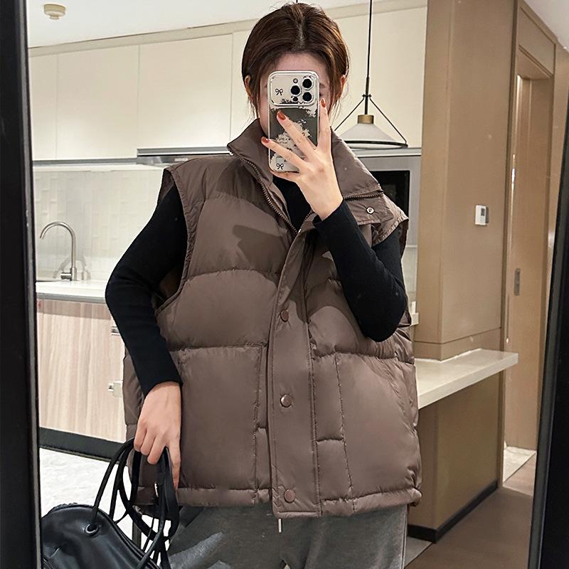 2024 осень и зима новый женский пуховый жилет белый утиный пух легкий и свободный универсальный жилет жилет куртка