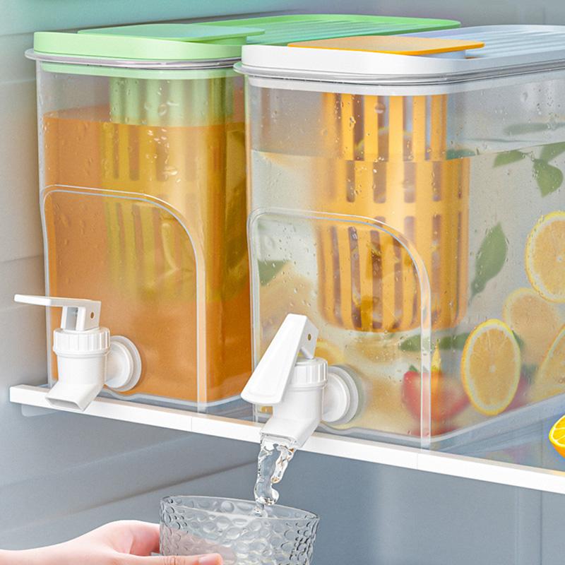 Кувшин для воды большой емкости с краном для холодильника, для хранения холодных и горячих напитков, пластиковый кувшин для сока, холодного чая, кухонного домашнего использования, набор коробок для льда