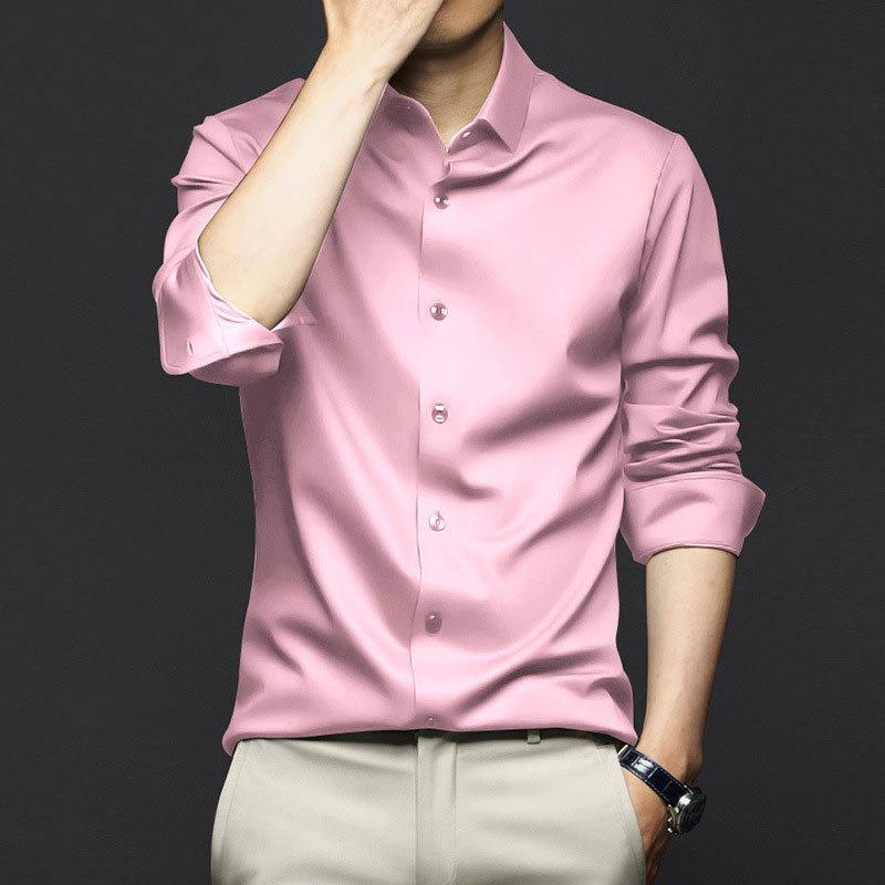 Men's Shirt Business Long Sleeve Shirt Smooth Breathable Casual Shirt Large Size Shirt