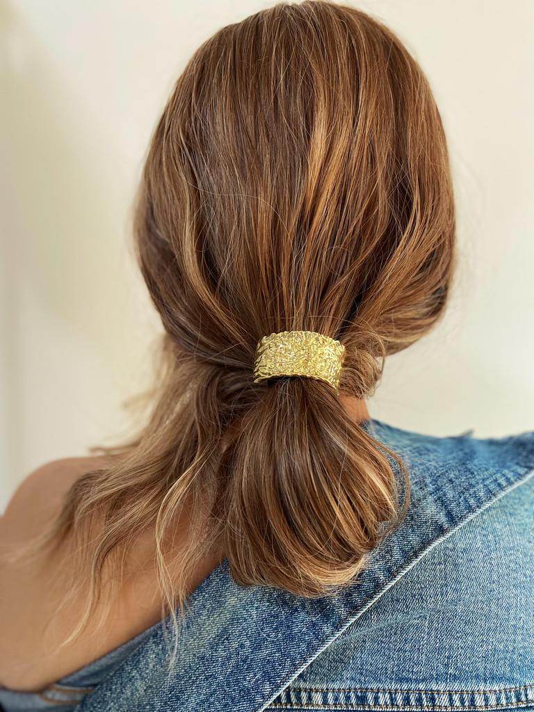 Элегантная золотая металлическая простая резинка для волос, забавные изогнутые ленты, женская роскошная стильная резинка для волос, простые шикарные аксессуары для волос