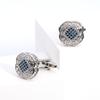 Men'S Cufflinks, High Quality Light Luxury Inlaid With Blue Zircon Square Silver Sleeve Stud Buttons Xk21S009