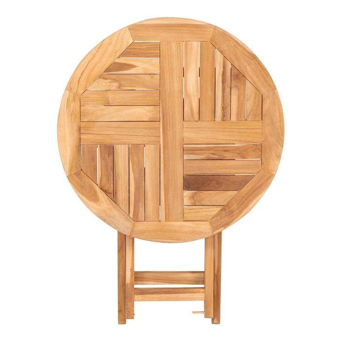 Table de jardin Ø 70 cm + 2 chaises en teck