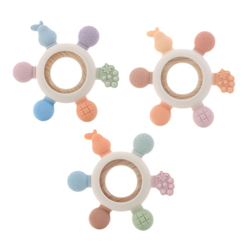 Baby Silicone Flower Teether Gum Massager Soothing Toy 3 Months BPA-Free Educational
