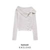 2024 Autumn Women's European & American Style Vacation Long Sleeve Knitted Top with Turn-Down Collar